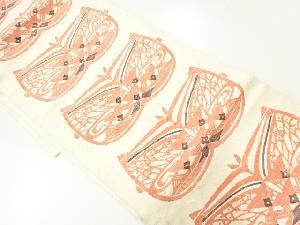 アンティーク　ひげ紬型染抽象模様名古屋帯